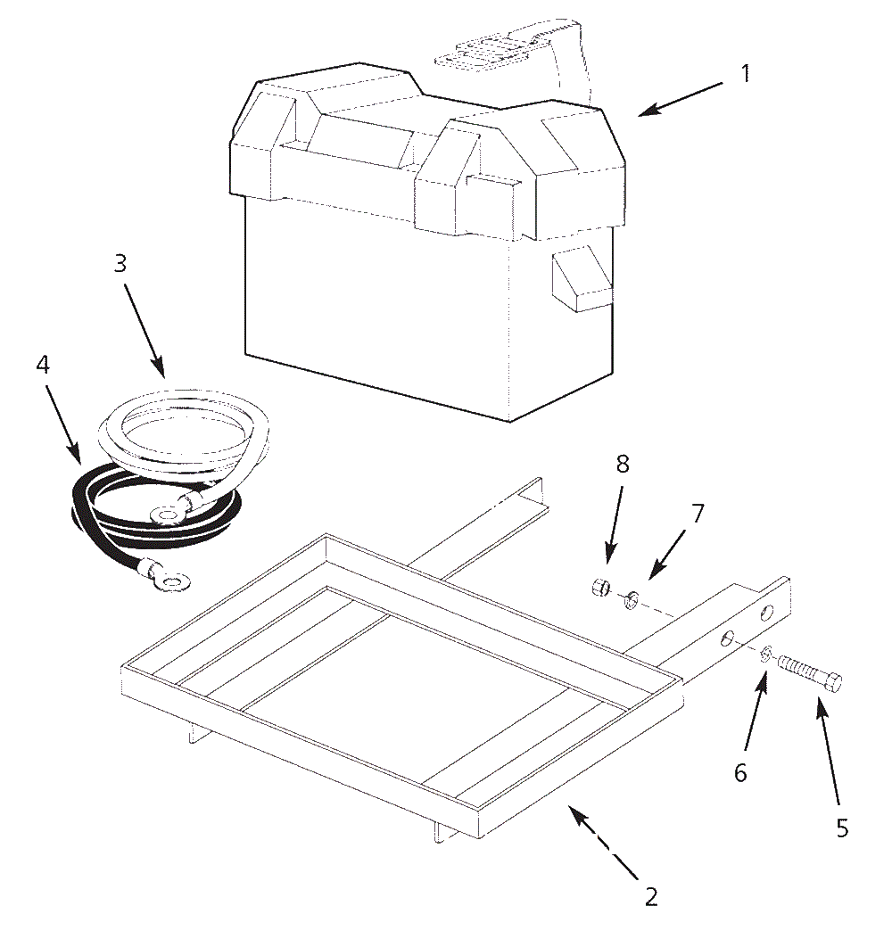 Battery-Tray Parts Diagram and Parts List for 4KP97  Campbell Hausfeld Compressor